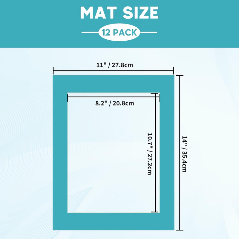 ZBEIVAN 12 Packs Mixed Colors 11x14 Picture Frame Mats for 8.5x11 Photos, Artworks and Prints, White Core Bevel Cut Frame Mattes - Image 2